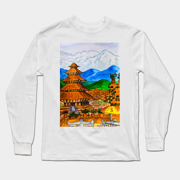 Nepal Long Sleeve T-Shirt by IrinaAfonskaya